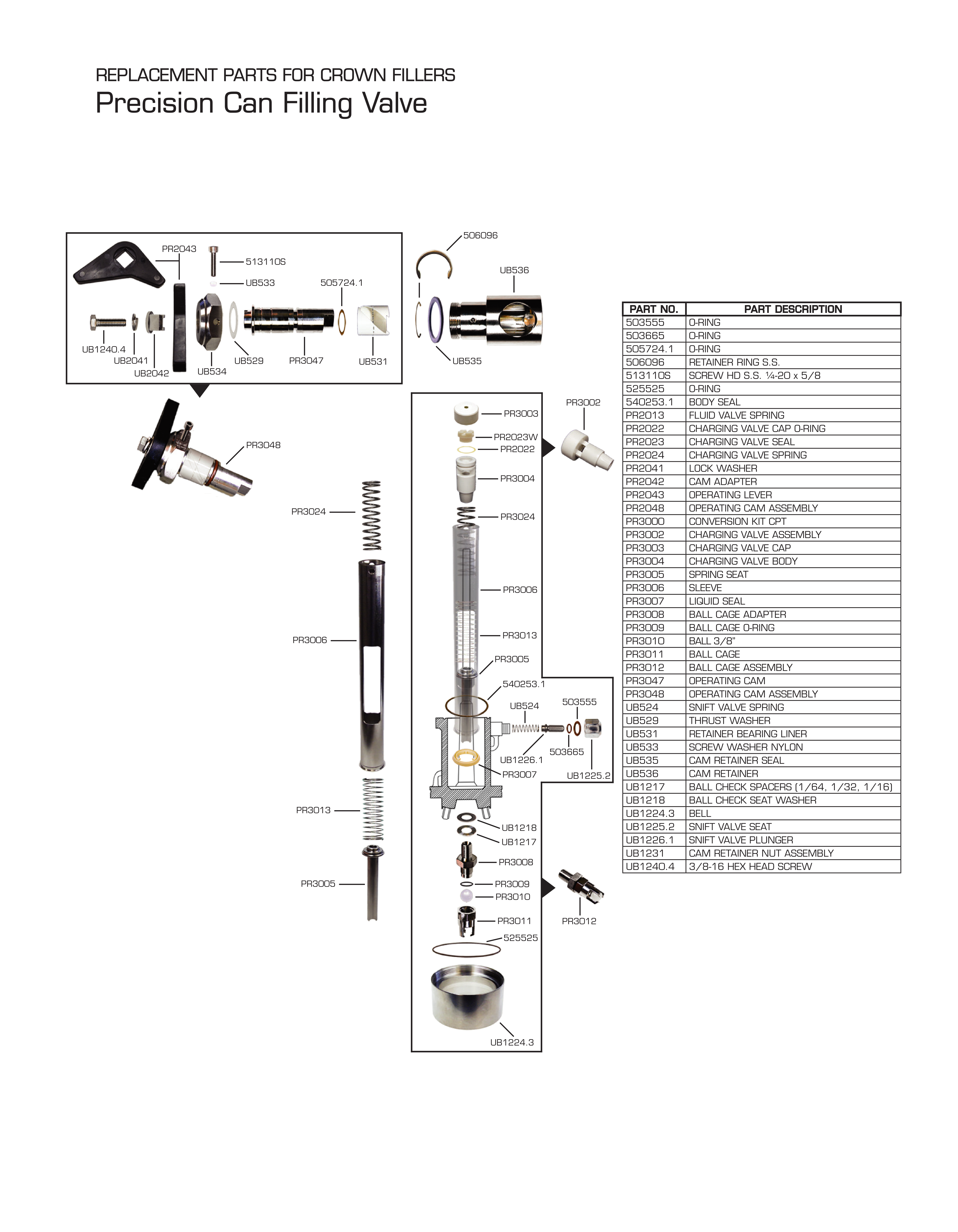 Precision Can Filling Valve parts diagram