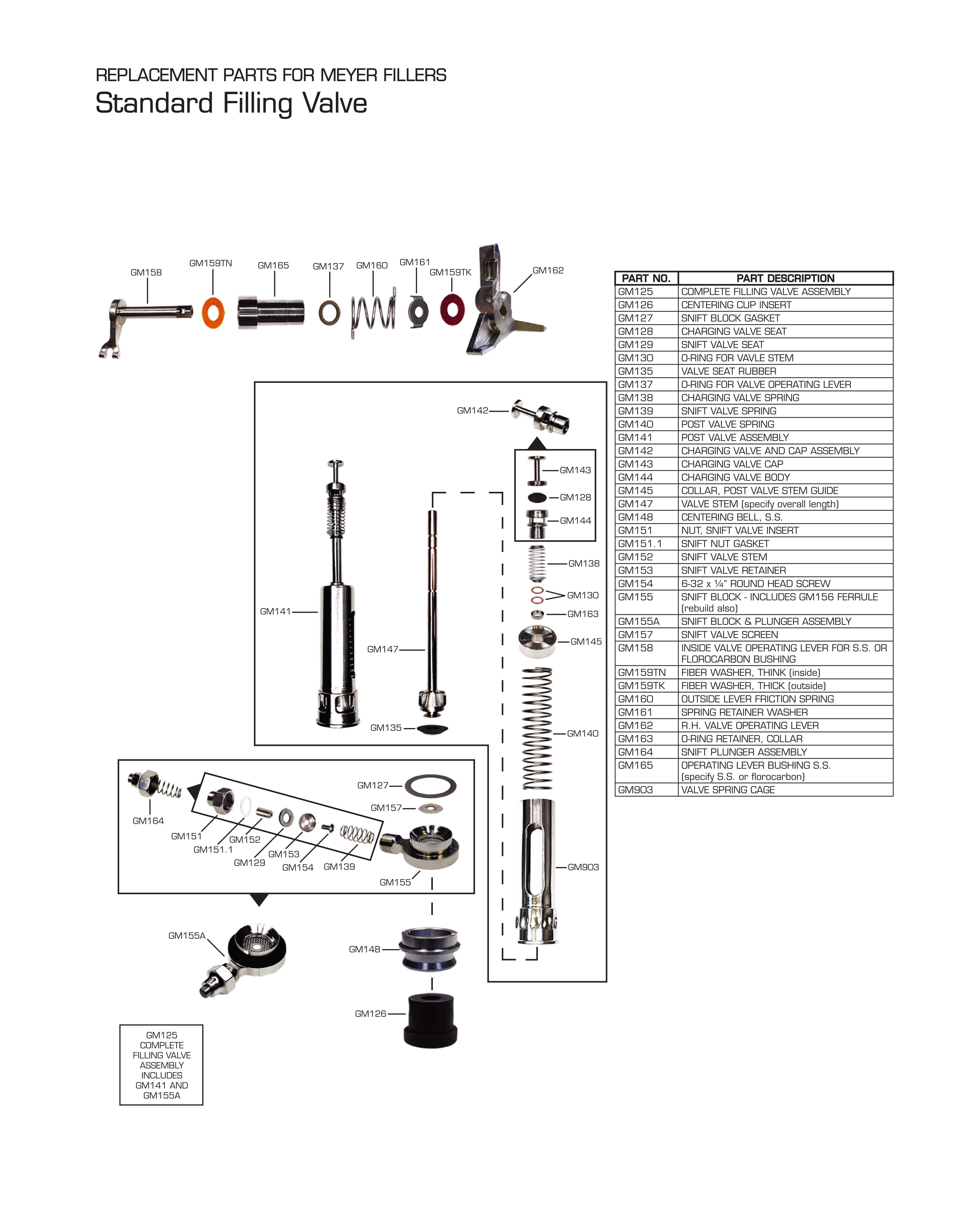 Standard Filling Valve parts diagram